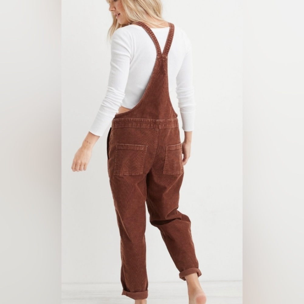 Aerie Werk & Play Corduroy Overalls-light brown